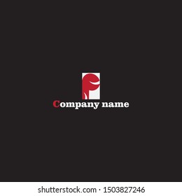 simple Red logo on white and black background.
