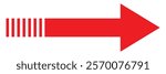 Simple Red Long Arrow Icon Pointing Right for Navigation Use. Red Long Arrow Icon for Web and App Design. Red Long Arrow Icon for Directional Graphics and Interfaces. Vector Illustration, EPS 10.