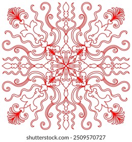 simple red mandala lines for graphic elements