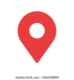 Simple red map pin. Concept of global coordinate, dot, needle tip, ui. Flat style trend modern brand graphic design on white background