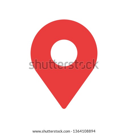 Simple red map pin. Concept of global coordinate, dot, needle tip, ui. Flat style trend modern brand graphic design on white background