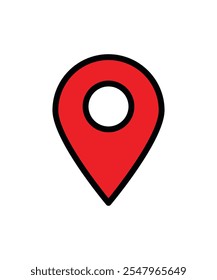 Un simple icono de pin de mapa rojo que simboliza la ubicación o la navegación. Ideal para su uso en mapas, App de viaje o interfaces direccionales.