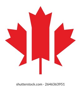Simple red maple leaf isolated on white background