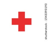 Simple red medical cross icon design vector. Plus flat design
