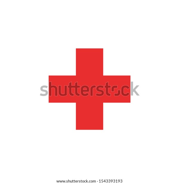Simple red medical cross icon design vector. Plus\
flat design