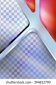 simple red metallic blank for design with empty cells under glass.
/ sheets of glass on metallic base with shadows and reflections