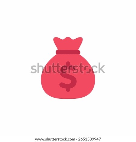 Simple red money bag icon
