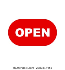 Simple red OPEN button. Vector.