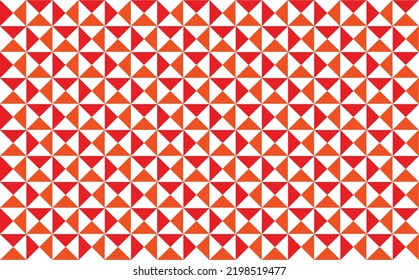 Simple red and orange colored triangles vector pattern. Abstract tiled pattern.