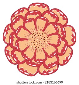 Simple red orange marigold flower in flat style isolated on white background