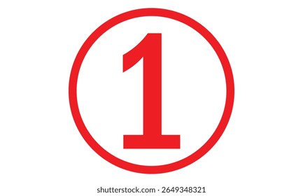 simple red outline circle on number one symbol.