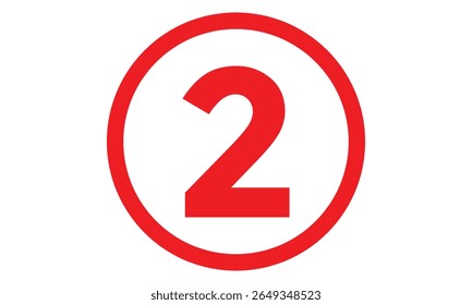 simple red outline circle on red number two symbol.