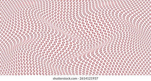simple red outline dot wave pattern design.