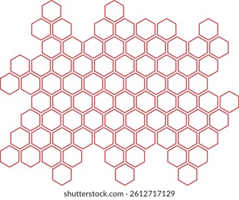 simple red outline honeycomb pattern design.