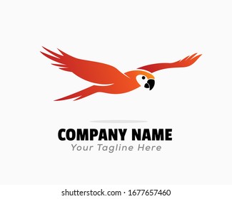 simple Red parrots flying high logo design inspiration