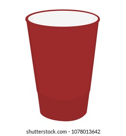 Simple red party cup.  It's white on the inside. Transparent background in vector file.