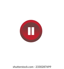Simple red pause button vector with pause in the middle of white