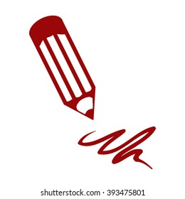 Simple red pencil icon , vector illustration