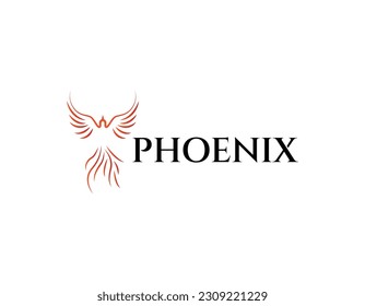 Simple Red Phoenix Bird Business Logo Design Template