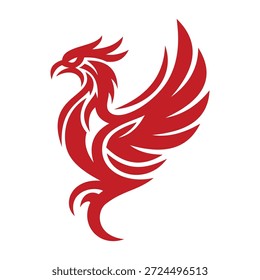 Plantilla de logotipo de Vector de tatuaje tribal rojo simple de Phoenix