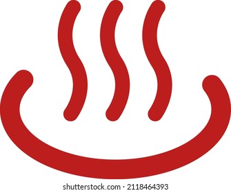 A simple red pictogram of a hot spring