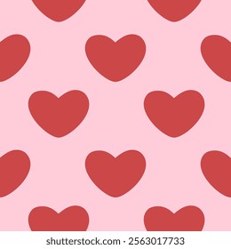 Simple Red and Pink Heart Seamless pattern. Vector illustration. Suitable for various types of wrapping paper, Valentine's Day decor