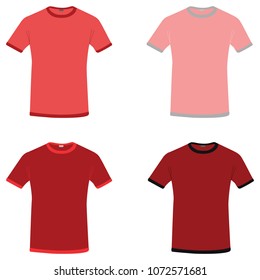 Simple red and pink vector T-shirts isolated on white background