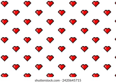 Simple Red Pixelated Heart Pattern vector eps.