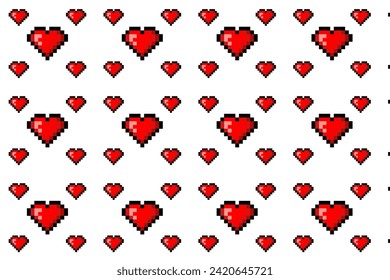 Simple Red Pixelated Heart Pattern vector eps.