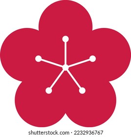 icono simple de la flor de ciruela roja