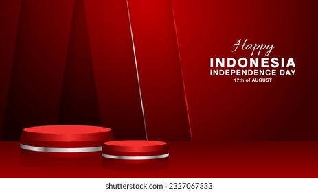 Diseño sencillo de podio rojo, adecuado para celebrar el Día de la Independencia de Indonesia 