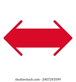 Simple, red, prominent, bi-directional arrow icon