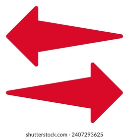 Simple, red, prominent, bi-directional arrow icon