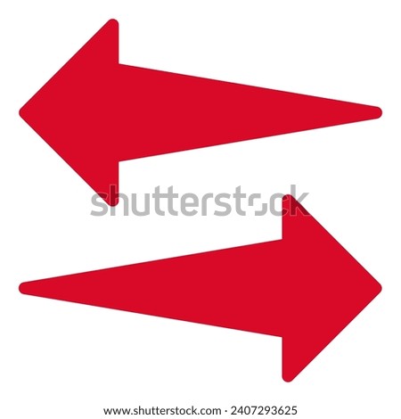 Simple, red, prominent, bi-directional arrow icon