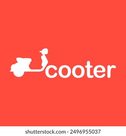 Simple rojo retro clásico scooter logo o logotipo símbolo icono ilustración.