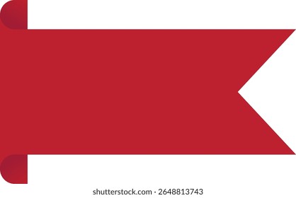 Simple red ribbon banner vector with pointed right edge and rounded left corners, ideal for labels, tags, web elements, promotions, and minimal design graphics in digital or print use.