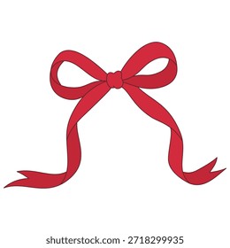 Simple red ribbon bow decoration for gifts and holiday wrapping