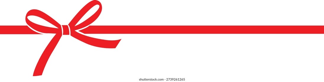 Simple Red Ribbon Bow with Long Horizontal Ribbon Header
