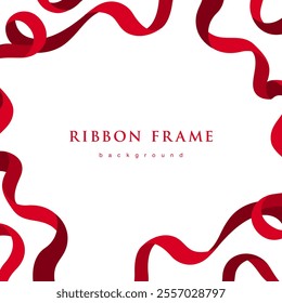 Simple red ribbon frame. Background material with a frame inspired by Christmas.