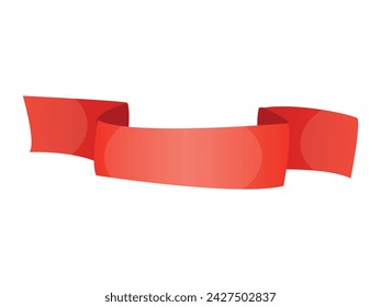 Simple red ribbon isolated on white. Tape, band. set of characters for text banner. Decorative tape. linear icon vintage banner, graphic sale badge.