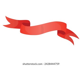 Simple red ribbon isolated on white. Tape, band. set of characters for text banner. Decorative tape. linear icon vintage banner, graphic sale badge.