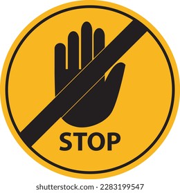 Einfaches rotes Straßenanhaltezeichen mit großem Handzeichen oder Vektorgrafik-Symbol