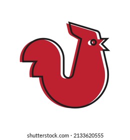 simple red rooster logo vector