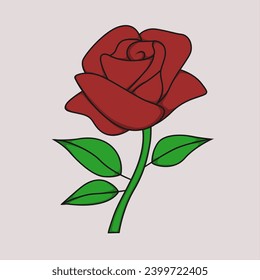 ilustración de una flor rosa roja simple