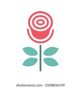 Simple red rose icon design. Minimalist design of a rose, symbolizing love, beauty, and new beginnings. Perfect for branding, web design, and social media.