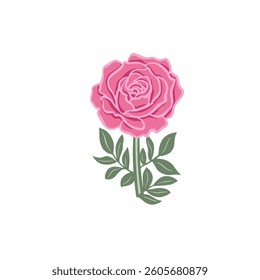 Simple red  rose vector  on white background.