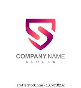 Simple Red Shield Letter S, logo template