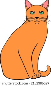 Sencillo gato rojo sentado. Gatito de mascotas. ilustración vectorial