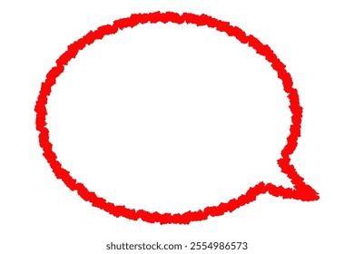 A simple red speech bubble that looks like it was drawn with a crayon.