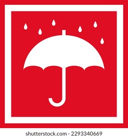 Simple red sticker design of “Keep dry”